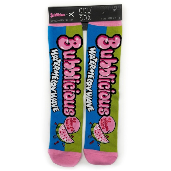 Odd Sox Bubblicious Bubble Gum Crew Socks Mens Womens Watermelon Wave Pink Blue - Picture 1 of 7